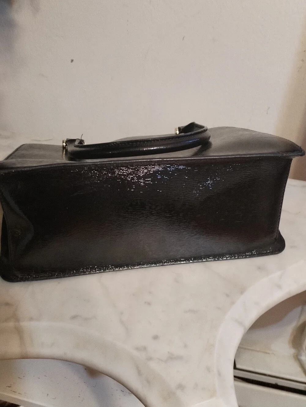 Kate Spade black patent crossbody top handle bag missing Long Strap